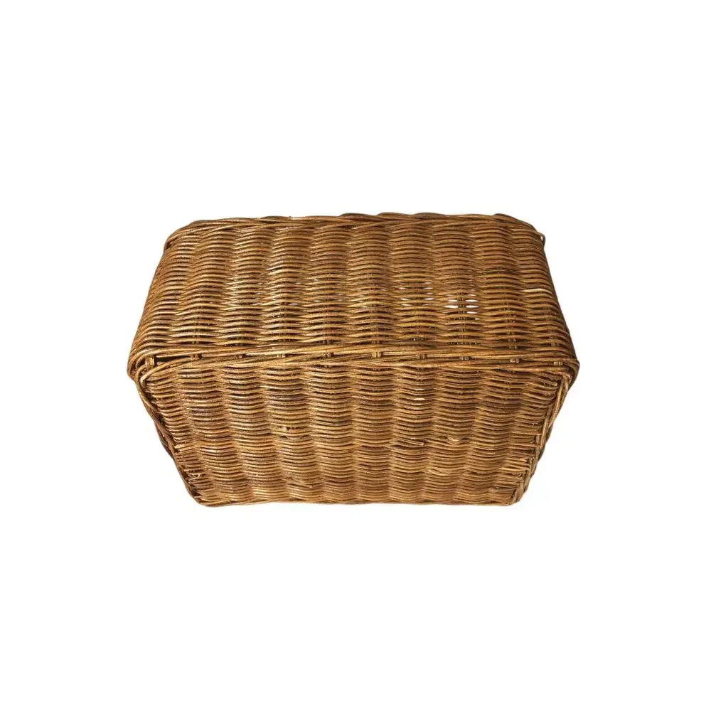 Vintage Rattan & Wicker Divided Utensil Caddy Storage Basket Country Cottage